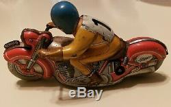 Vintage SCHUCO motodrill 1006 Motorcycle Tin Litho WindUp Toy RARE #1