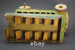 Vintage STRAUSS Tin Litho INTER-STATE BUS #98 Double Decker WIND UP TOY