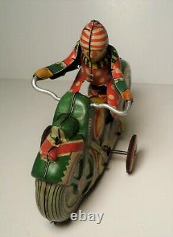 Vintage Sato Clown Acrobatics Windup Motorcycle Tin Litho Tinplate Toy