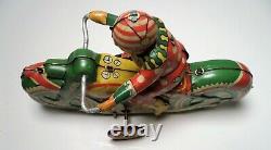 Vintage Sato Clown Acrobatics Windup Motorcycle Tin Litho Tinplate Toy