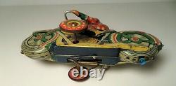 Vintage Sato Clown Acrobatics Windup Motorcycle Tin Litho Tinplate Toy