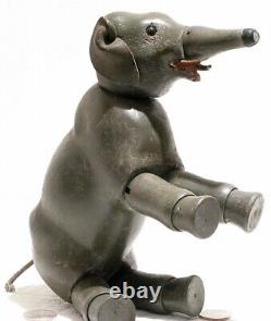 Vintage Schoenhut Humpty Dumpty Circus Elephant 11 Leather Ears Tusk Glass Eyes