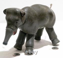 Vintage Schoenhut Humpty Dumpty Circus Elephant 11 Leather Ears Tusk Glass Eyes