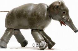 Vintage Schoenhut Humpty Dumpty Circus Elephant 11 Leather Ears Tusk Glass Eyes
