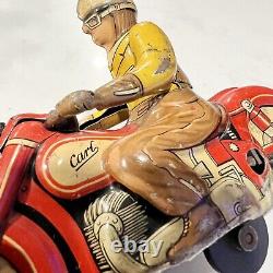Vintage Schuco-Cord Carl 1005 Tin Wind-Up Motorcycle WithO The Key RARE