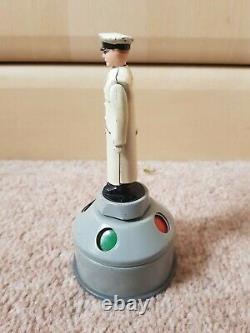 Vintage Schuco Flic 4520 Traffic police clockwork windup tin toy, Germany-WORKS