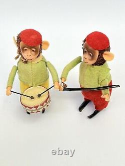 Vintage Schuco German Wind-up Toy Monkey Drummer And Violin Player No Keys