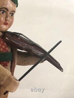 Vintage Schuco Germany Tin Wind Up Boy Playing Violin With Key 5 Tall Toy