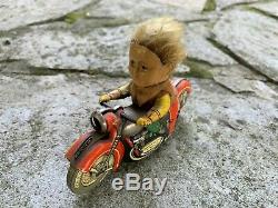 Vintage Schuco Motorcycle Mirako Peter 1013 Wind Up Tin Toy Germany Very Scarce