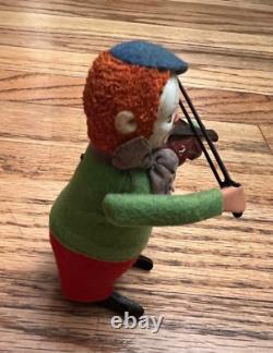 Vintage Schuco Solisto Clown Violin Player Wind Up Toy Working With Key