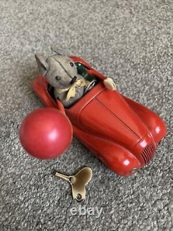 Vintage Schuco Sonny Mouse 2005 Tin Windup Maroon Car US Zone Germany Nice