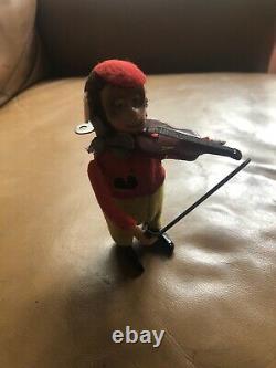 Vintage Schuco Wind Up Monkey Playing Violin