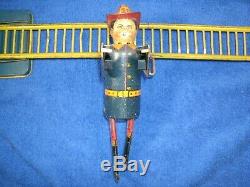 Vintage Smokey Joe Fireman Climbing Ladder Wind Up Tin Toy 1930s MARX