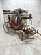 Vintage Stagecoach Wagon Metal Display Toy Model Red And White Rustic
