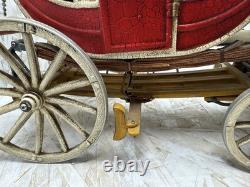 Vintage Stagecoach Wagon Metal Display Toy Model Red And White Rustic