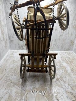 Vintage Stagecoach Wagon Metal Display Toy Model Red And White Rustic