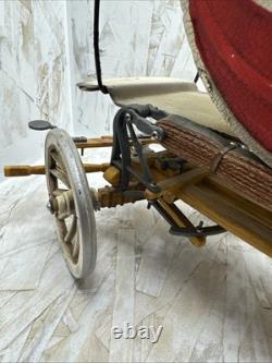 Vintage Stagecoach Wagon Metal Display Toy Model Red And White Rustic