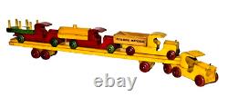 Vintage Strombecker Car Carrier Hauler Trailer Wooden - RARE! Nice 5 Piece TOY