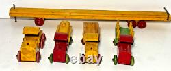 Vintage Strombecker Car Carrier Hauler Trailer Wooden - RARE! Nice 5 Piece TOY