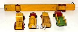 Vintage Strombecker Car Carrier Hauler Trailer Wooden - RARE! Nice 5 Piece TOY