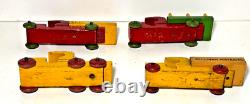 Vintage Strombecker Car Carrier Hauler Trailer Wooden - RARE! Nice 5 Piece TOY