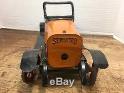 Vintage Structo Wind Up Car, Early Pressed Steel Toy