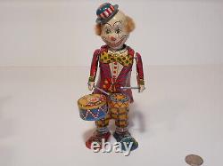 Vintage TK Toys Tin Wind Up Bozo with Drums Made In Japan 50's (Working order)