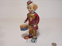 Vintage TK Toys Tin Wind Up Bozo with Drums Made In Japan 50's (Working order)