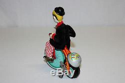 Vintage TPS Japan Tin Litho Wind Up Gay 90's Cyclist Bicycle withOB Works EX L@@K