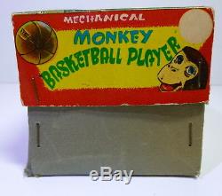 Vintage T. P. S. (Japan) # 1950's Mechanical MONKEY BASKETBALL PLAYER in Orig. Box