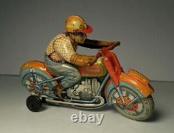 Vintage Technofix Tin Litho Windup Motorcycle Racer #15 US Zone Germany