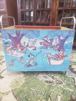 Vintage The Flintstones Hanna Barbera Toy Box On Wheels 1979