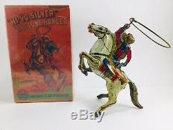 Vintage Tin 1938 Marx Lone Ranger, Hi Yo Silver Wind Up Toy With Original Box