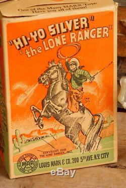 Vintage Tin 1938 Marx Lone Ranger, Hi Yo Silver Wind Up Toy With Original Box