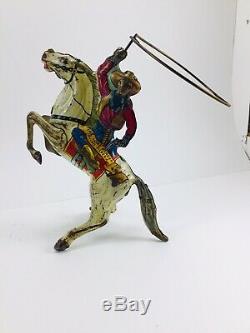 Vintage Tin 1938 Marx Lone Ranger, Hi Yo Silver Wind Up Toy With Original Box