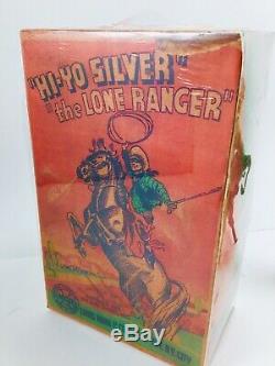 Vintage Tin 1938 Marx Lone Ranger, Hi Yo Silver Wind Up Toy With Original Box