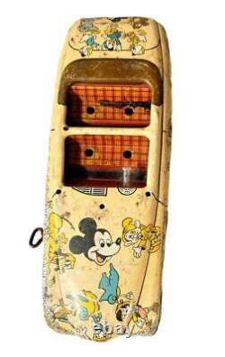 Vintage Tin Car Wind-up Marx Disney Parade Roadster 1940s Mickey Mouse