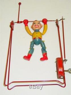Vintage Tin & Celluloid Howdy Doody Acrobat Gym Toy, Wind Up Toy, Works