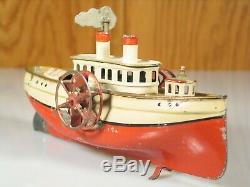 Vintage Tin George Carette Clockwork Side-wheel Paddle Steamer 18245