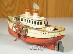 Vintage Tin George Carette Clockwork Side-wheel Paddle Steamer 18245