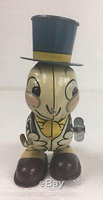 Vintage Tin Jiminy Cricket Windup Toy Japan Line Mar Walt Disney Needs Repair
