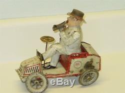 Vintage Tin Lehmann Tut Tut Car, Wind Up Toy, Driver, Parts