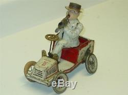 Vintage Tin Lehmann Tut Tut Car, Wind Up Toy, Driver, Parts