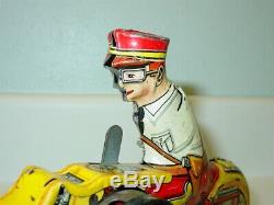 Vintage Tin Litho 1930s Marx Police Siren Motorcycle, Wind Up Toy, Works