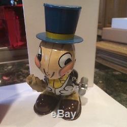 Vintage Tin Litho Jiminy Cricket Wind Up Toy LineMar Walt Disney
