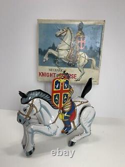 Vintage Tin Litho Mechanical Knight On Horse
