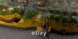 Vintage Tin Litho Native Boy Riding Alligator Wind-Up Toy 15 Inch FL Souvenir