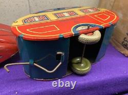 Vintage Tin Litho Wind-up Auto & Trailer, Lonesome Pine, Marx, 1930s, Vgc #37