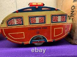 Vintage Tin Litho Wind-up Auto & Trailer, Lonesome Pine, Marx, 1930s, Vgc #37