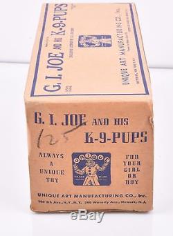 Vintage Tin Litho Wind-up GI JOE and K9 PUPS with Original Box WORKS near MINT